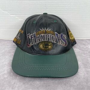 Vintage Green Bay Packers Super Bowl Leather Hat Snapback NFL Super Bowl 1997